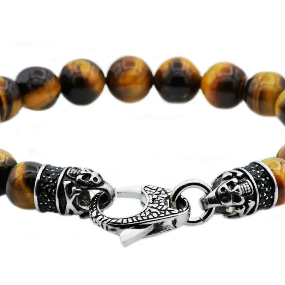 Blackjack Tiger Eye Beaded Necklace and Bracelet 2 Piece Set